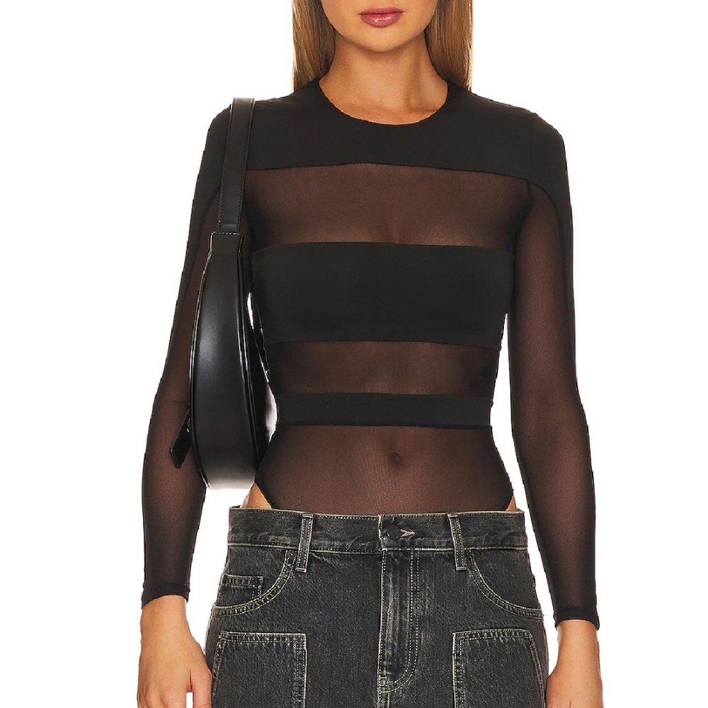 NWT Revolve SER OYA Ciar Black/Sheer Bodysuit Medium - Picture 1 of 12